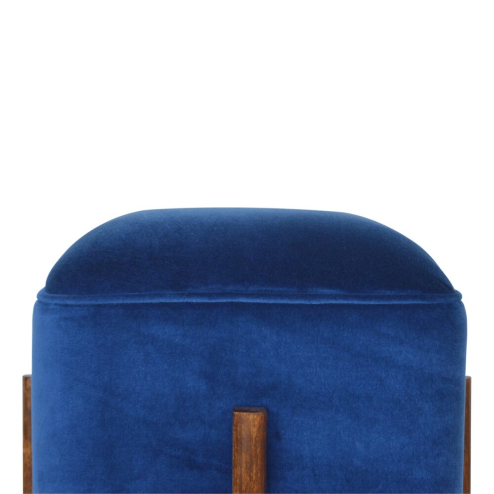 wholesale Royal Blue Velvet Footstool with Solid Wood Legs for resale