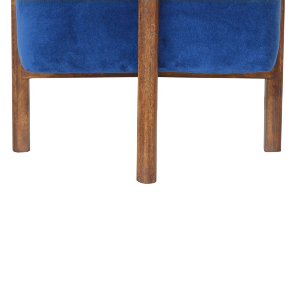 Royal Blue Velvet Footstool with Solid Wood Legs for resell