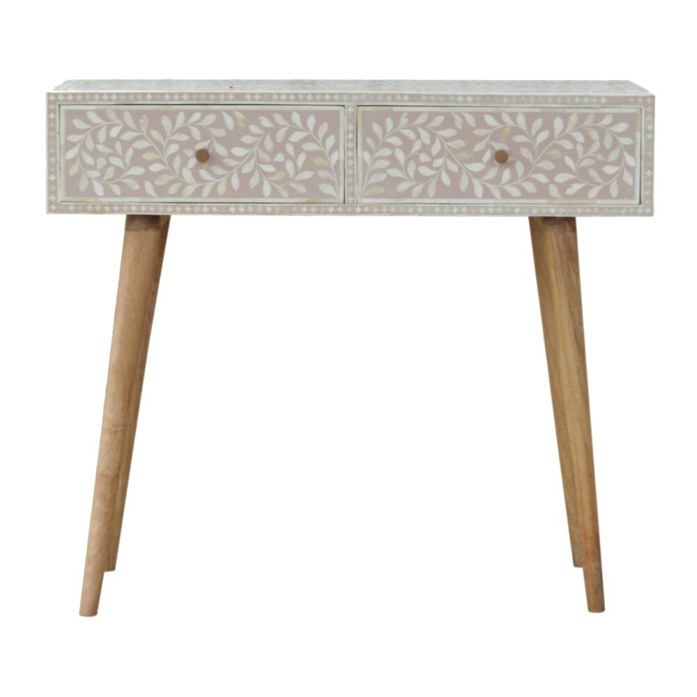 Light Taupe Floral Bone Inlay Console Table for resale