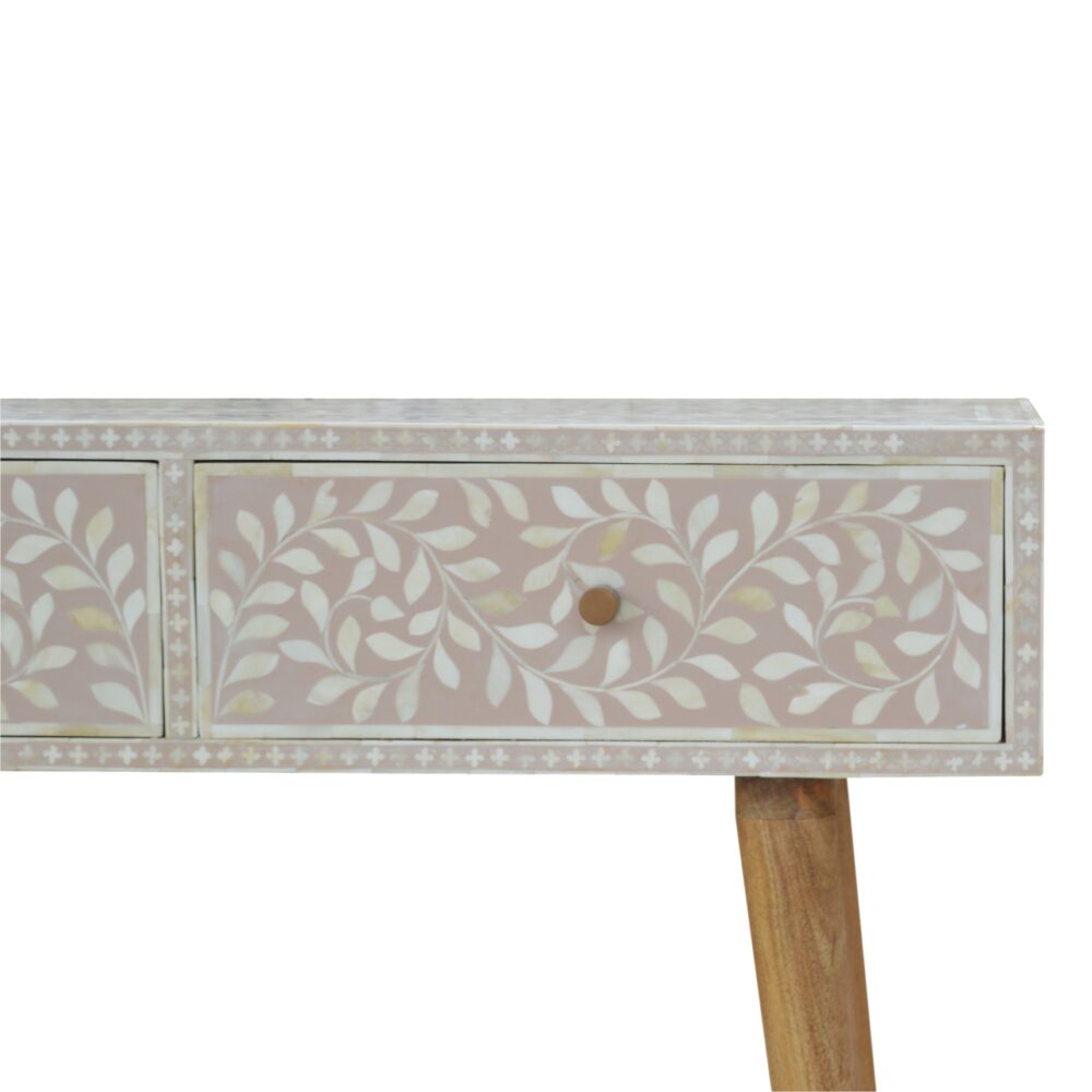 Light Taupe Floral Bone Inlay Console Table dropshipping