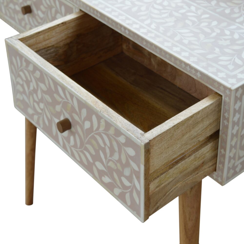 Light Taupe Floral Bone Inlay Console Table for resell