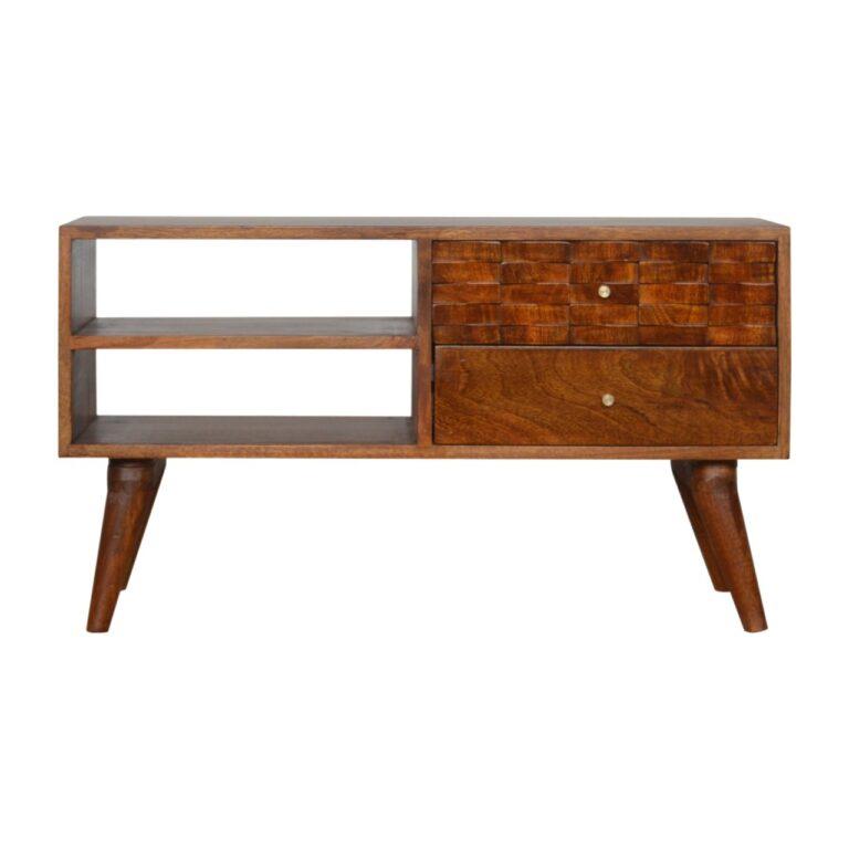 Tile Carved Chestnut TV Unit for resale