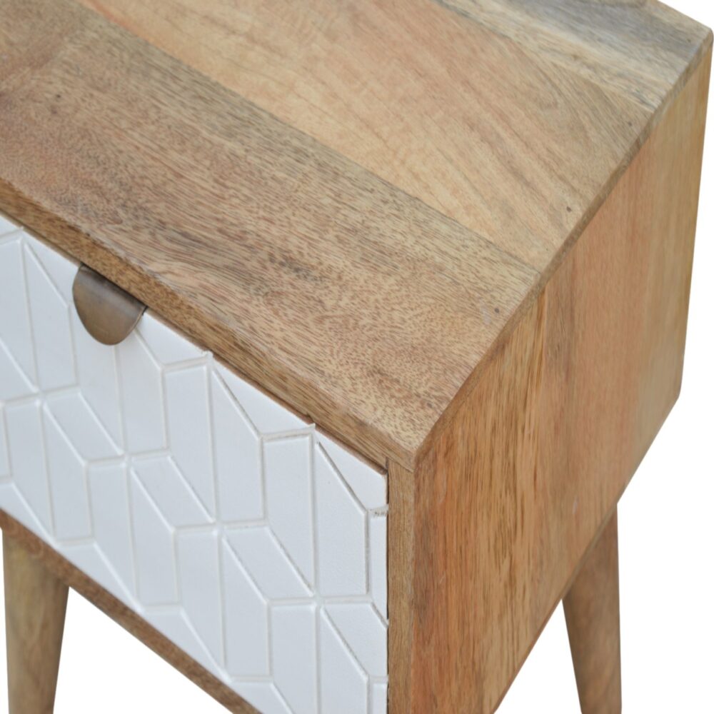 wholesale IN446 - Sleek White Carved Bedside for resale