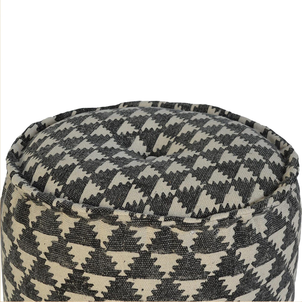 Round Footstool Upholstered in Jute Dhurie wholesalers