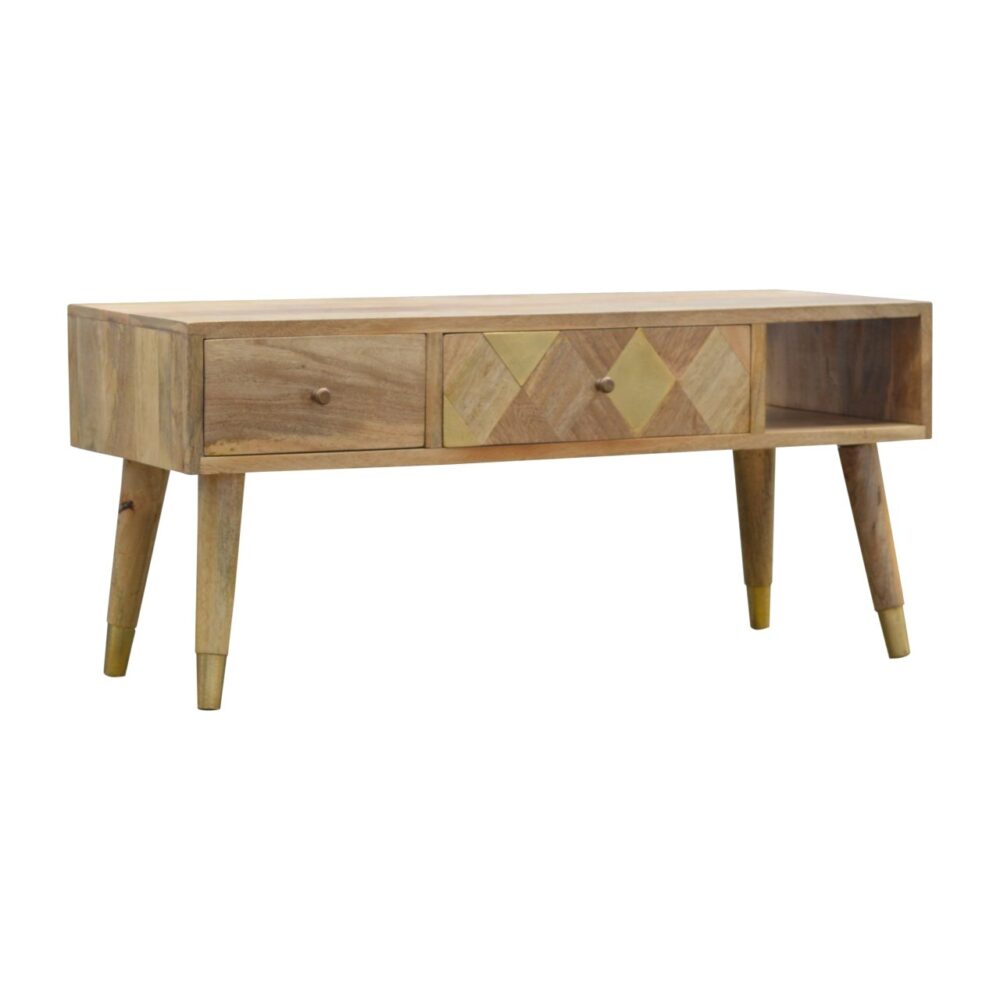 IN394 - Oak-ish Gold Brass Inlay Media Unit wholesalers