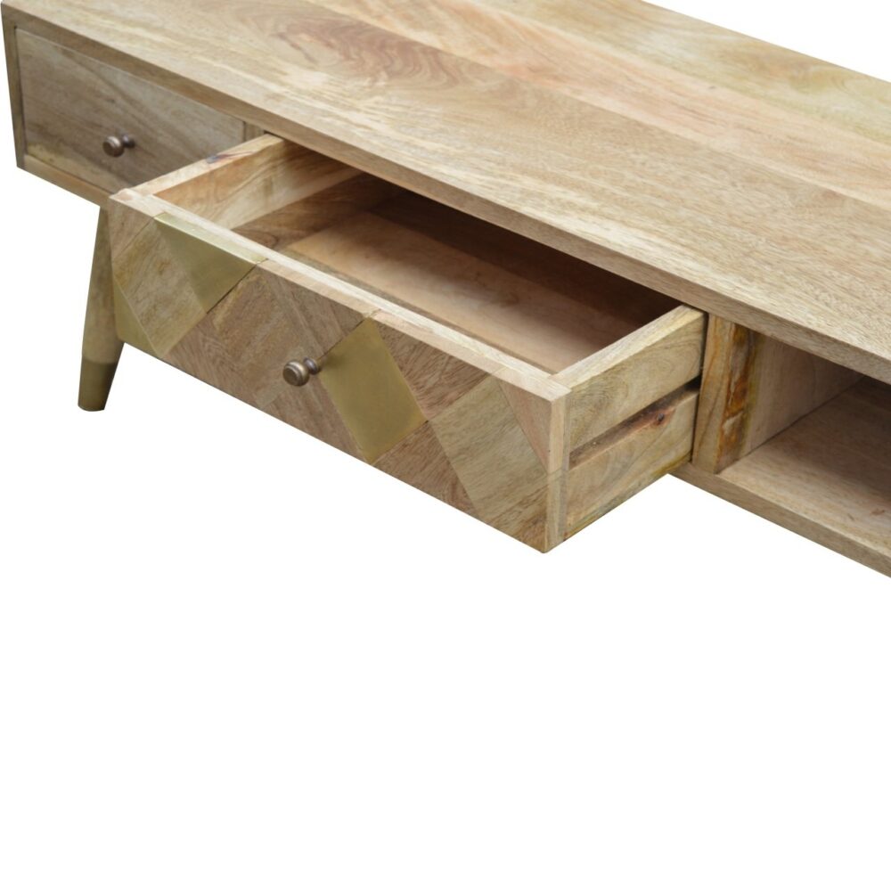 IN394 - Oak-ish Gold Brass Inlay Media Unit dropshipping