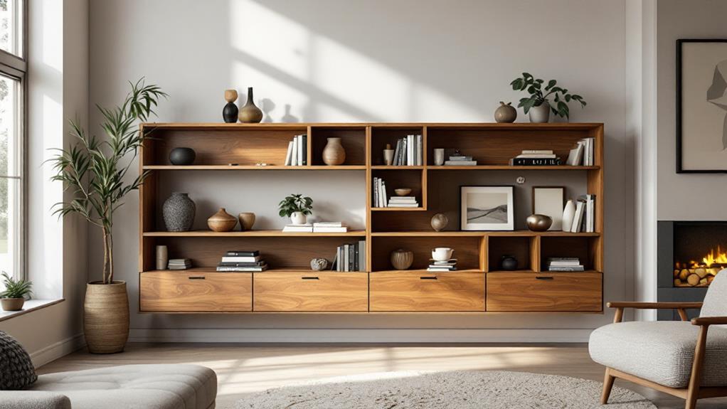 elegant acacia wood shelf